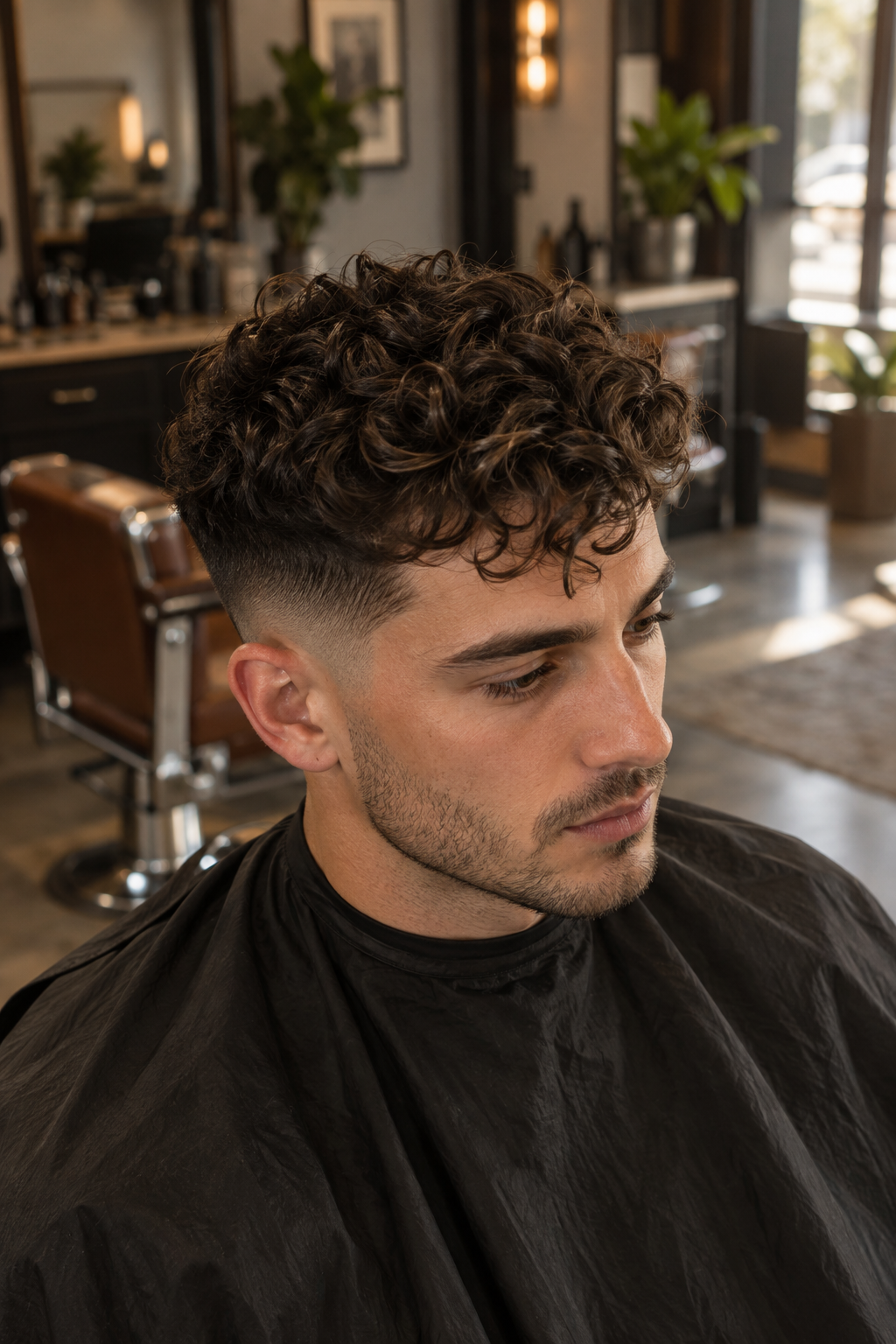 Curly crop haircut